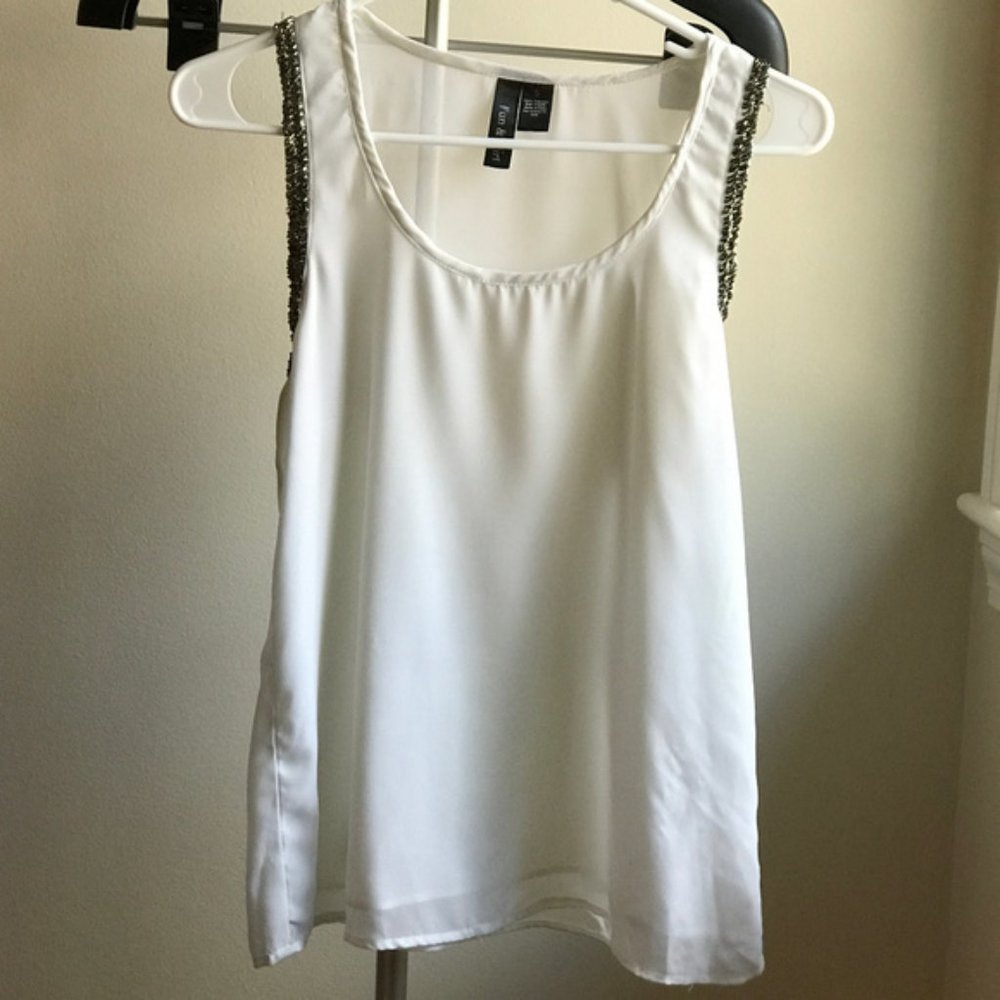 Beautiful white/cream tank top with bling